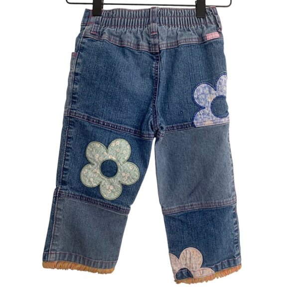 Vintage Y2K 2000s Lee Patchwork Denim Jeans with Flower Appliques, Size 6 - Picture 3 of 7